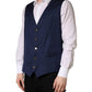 Dolce & Gabbana Navy Blue Wool Dress Formal Waistcoat Vest