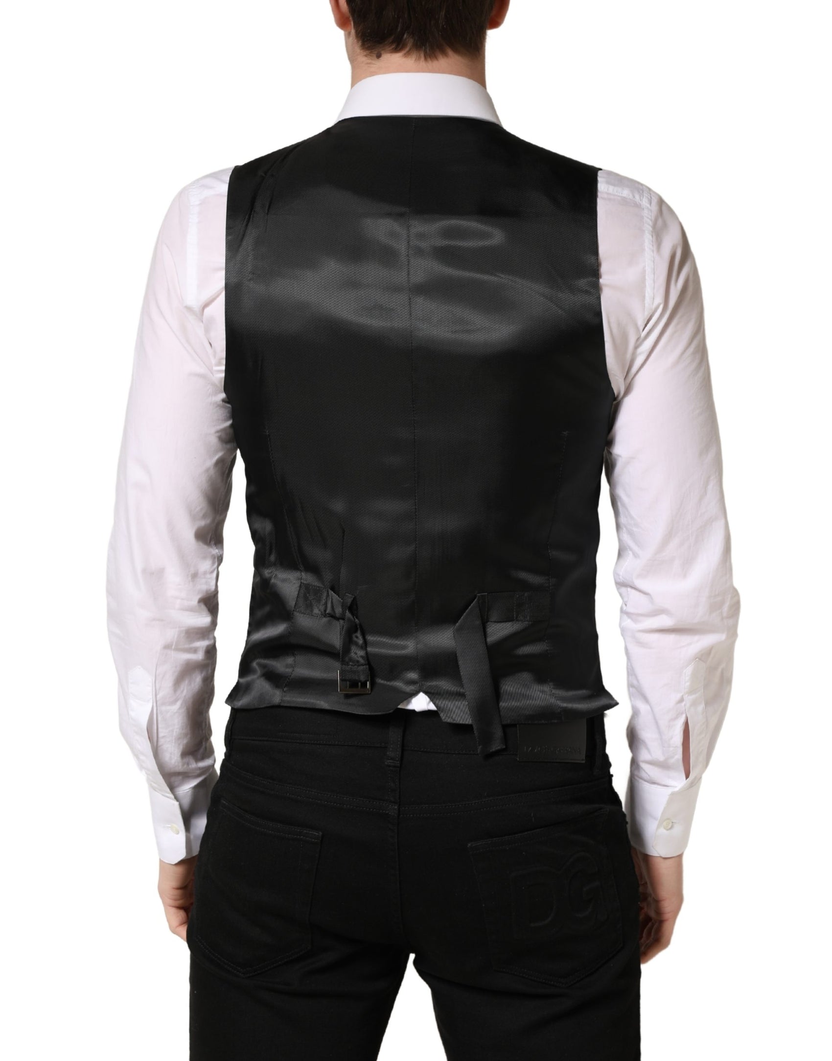 Dolce & Gabbana Dark Gray Wool Dress Formal Waistcoat Vest