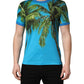 Dolce & Gabbana Blue Palm Tree Print Cotton CrewNeck T-shirt