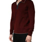 Dolce & Gabbana Maroon Re-Edition Wool Long Sleeves T-shirt