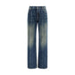 Versace Blue Cotton Straight-Leg Jeans