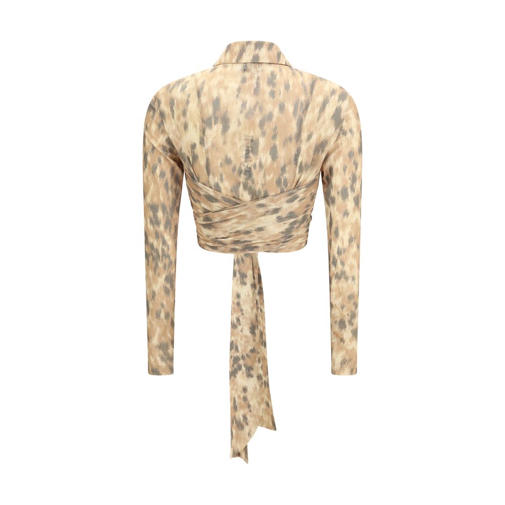 Ganni Beige Recycled Polyester Blouse
