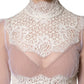 Dolce & Gabbana White Nylon Lace Tulle Sheer Long Sleeve Top