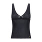 Saint Laurent Black Silk Sleeveles T-Shirt