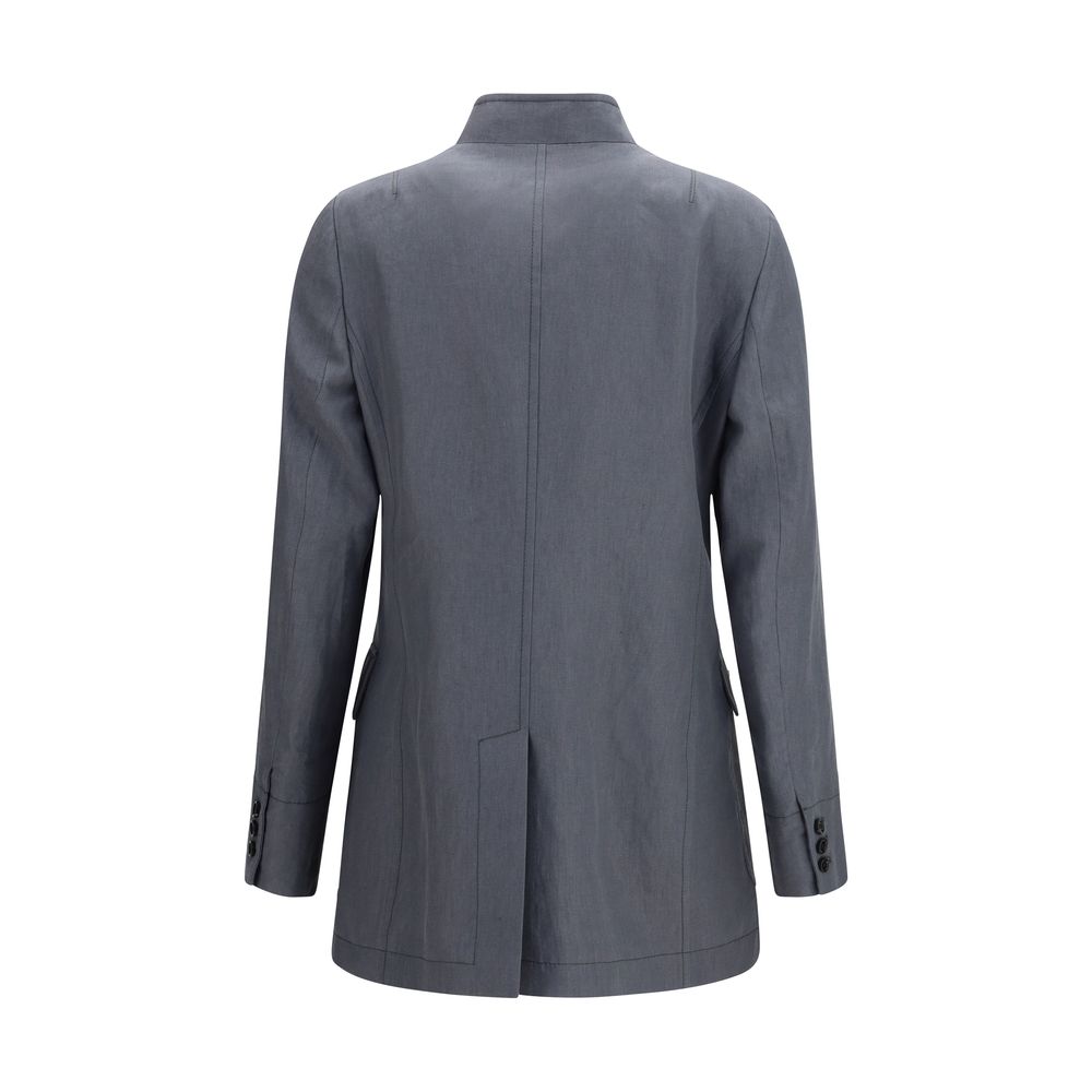Lardini Gray Linen Coat