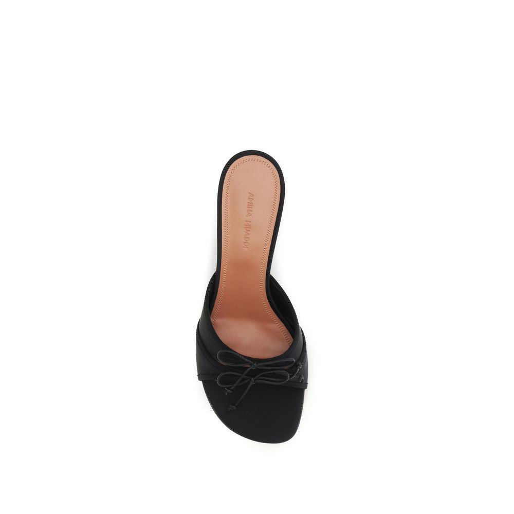 Amina Muaddi Black Silk Sandals