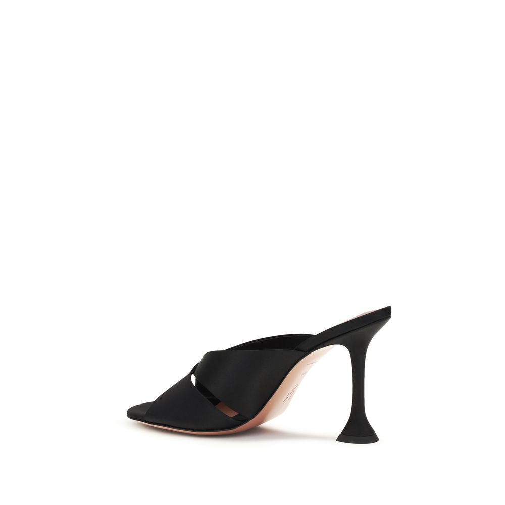 Amina Muaddi Black Silk Sandals
