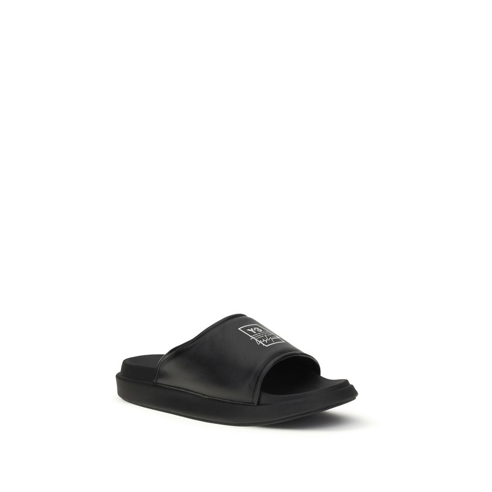 Y-3 Black Calf Leather Bos Taurus Flat Sandals