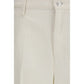 7FOR White Cotton Casual Pants