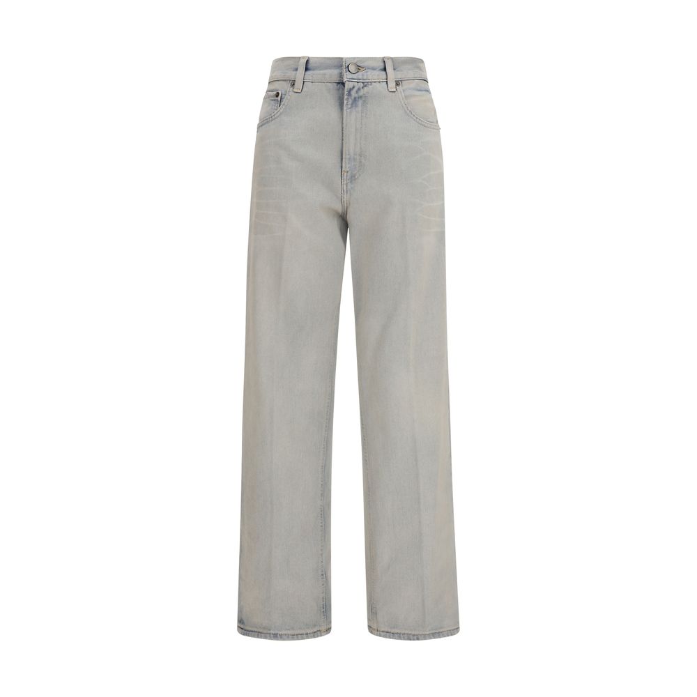 Haikure Blue Cotton Relaxed Fit Jeans