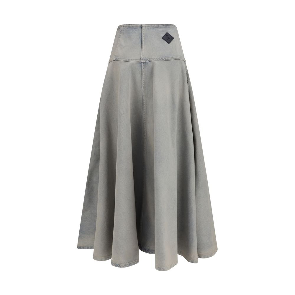 Haikure Blue Cotton Midi Skirt