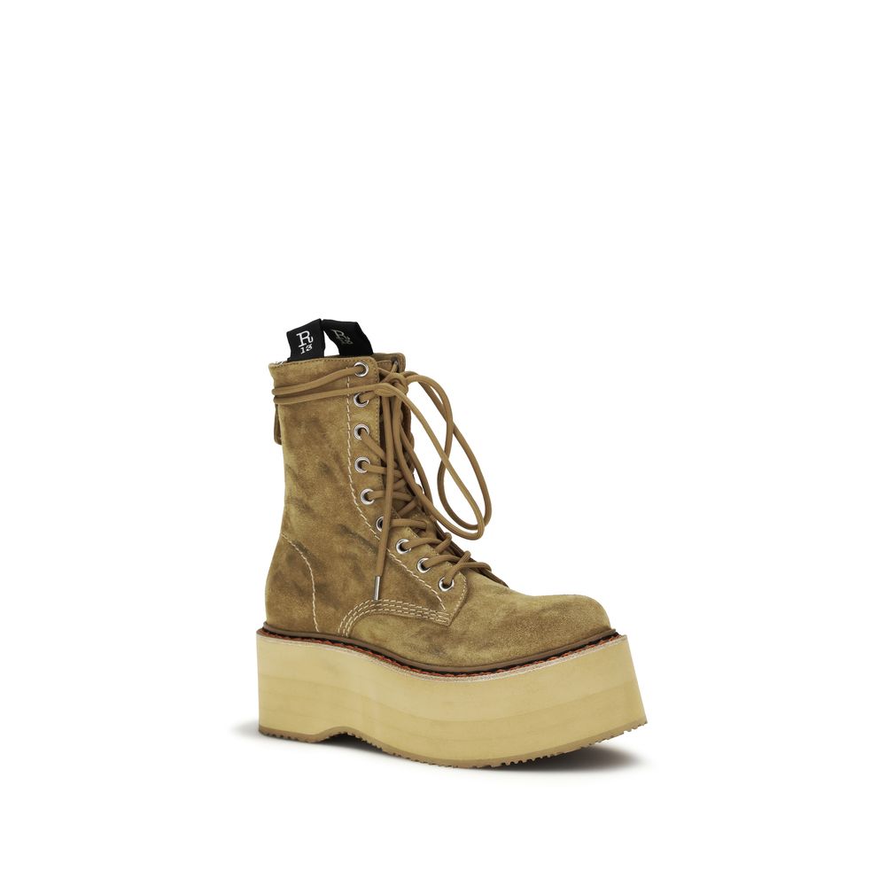 R13 Bicolor Suede Leather Lace-Up Boots