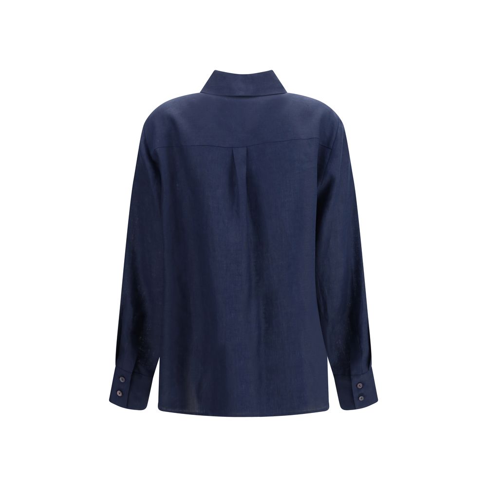 Lardini Blue Linen Dress Shirt