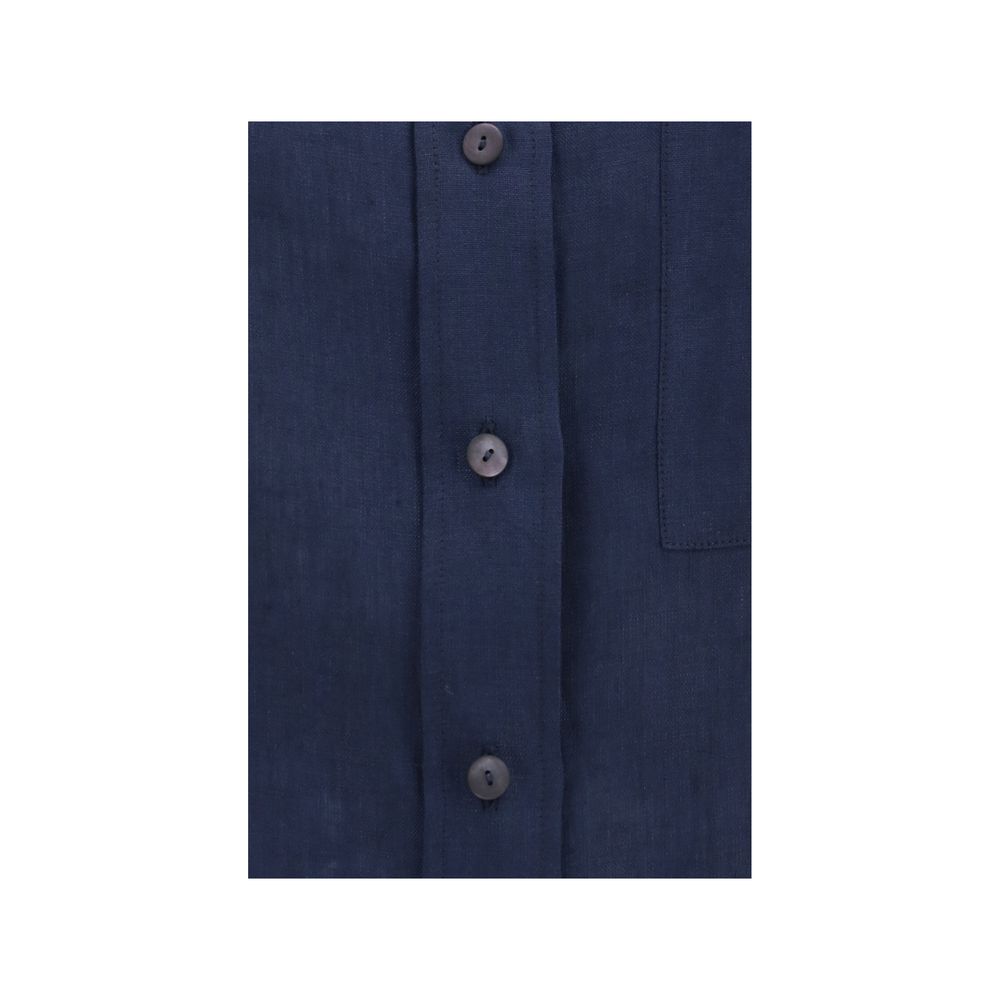Lardini Blue Linen Dress Shirt