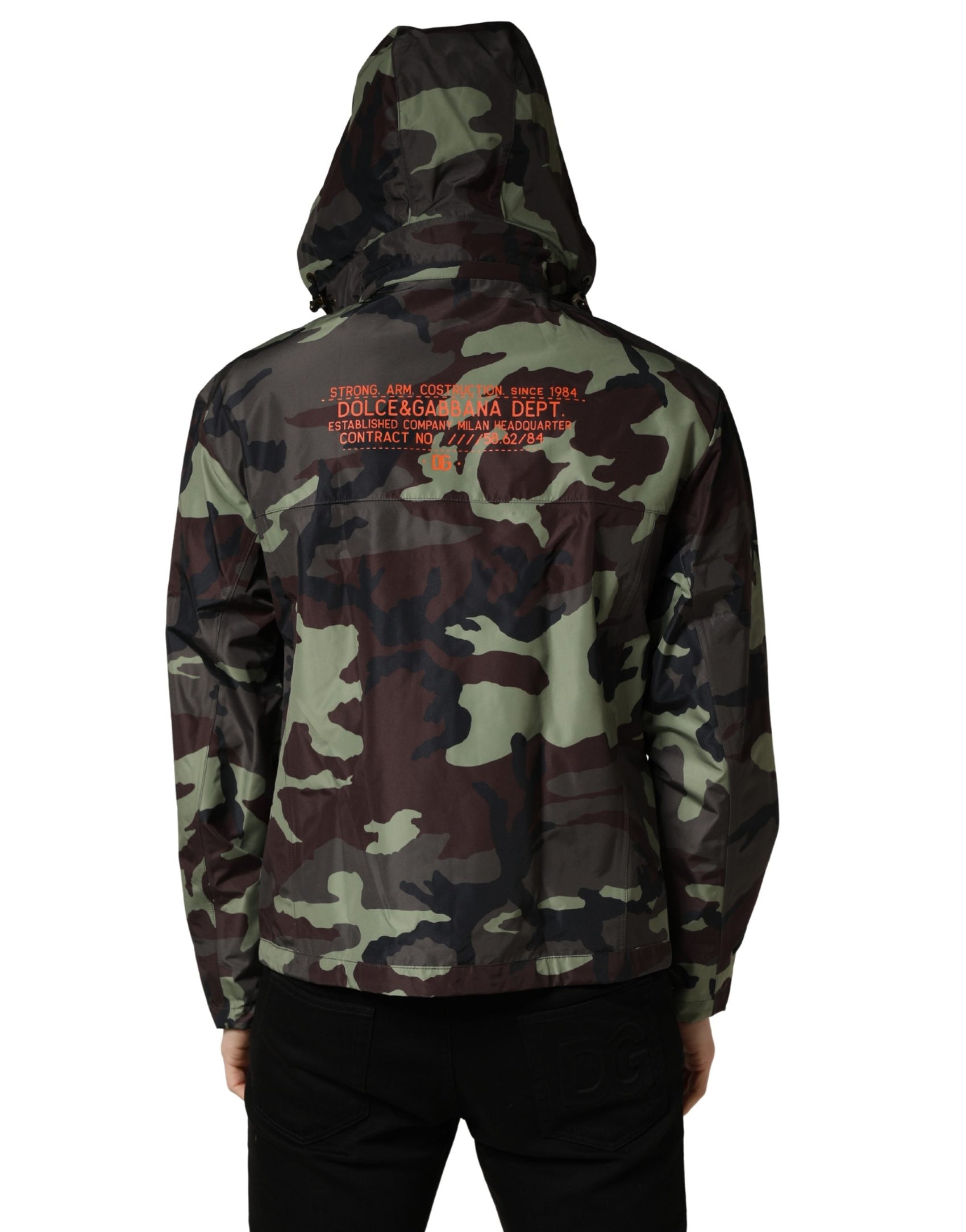 Dolce & Gabbana Multicolor Camouflage Hooded Bomber Jacket