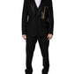 Dolce & Gabbana Black Wool Silk Saxophone Slim Fit 3Pc Suit