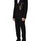 Dolce & Gabbana Black Wool Silk Saxophone Slim Fit 3Pc Suit