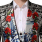 Dolce & Gabbana Black Floral 2 Buttons Formal 3 Piece Suit