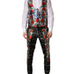 Dolce & Gabbana Black Floral 2 Buttons Formal 3 Piece Suit