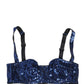 Dolce & Gabbana Blue Sequined Nyon Balconnet Bra Underwear