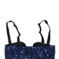 Dolce & Gabbana Blue Sequined Nyon Balconnet Bra Underwear