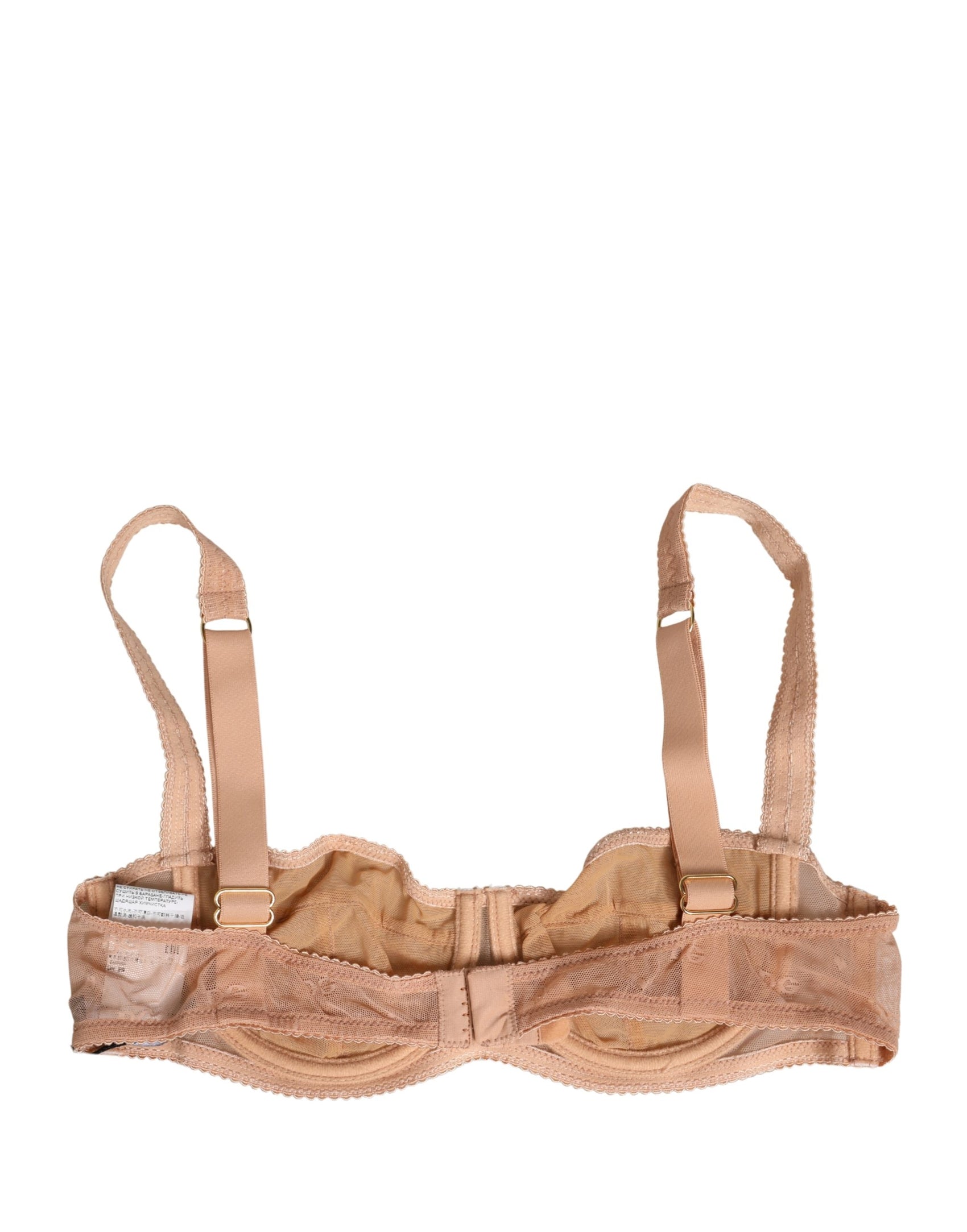 Dolce & Gabbana Beige Lace Mesh Underwire Balconnet Bra Underwear
