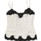 Dolce & Gabbana White Polka Dot Lace-Trimmed Camisole Top Underwear