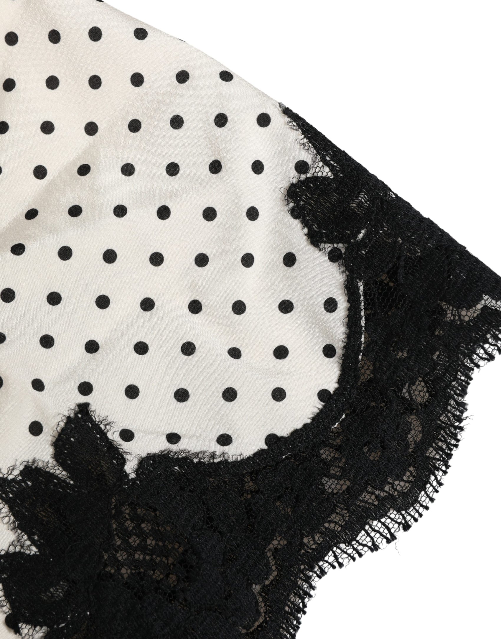 Dolce & Gabbana White Polka Dot Lace-Trimmed Camisole Top Underwear