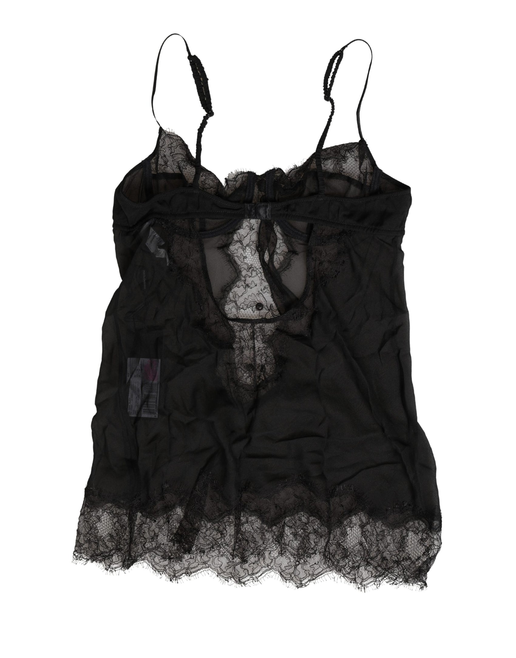 Dolce & Gabbana Black Silk Lace Lingerie Chemise Top Underwear