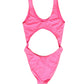Dolce & Gabbana Pink Cut-Out High Leg One Piece Swimsuit Swimwear