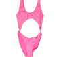 Dolce & Gabbana Pink Cut-Out High Leg One Piece Swimsuit Swimwear