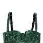 Dolce & Gabbana Green Sequined Nyon Balconnet Bra Underwear