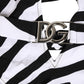 Dolce & Gabbana Black White Zebra Deep V-Neck One Piece Swimwear