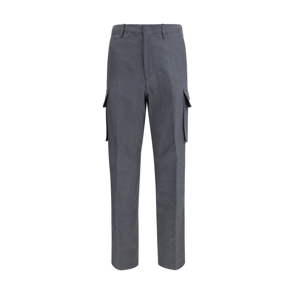 Lardini Gray Linen Cargo Pants
