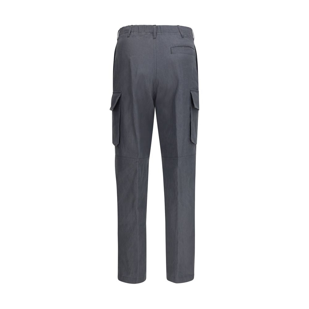 Lardini Gray Linen Cargo Pants