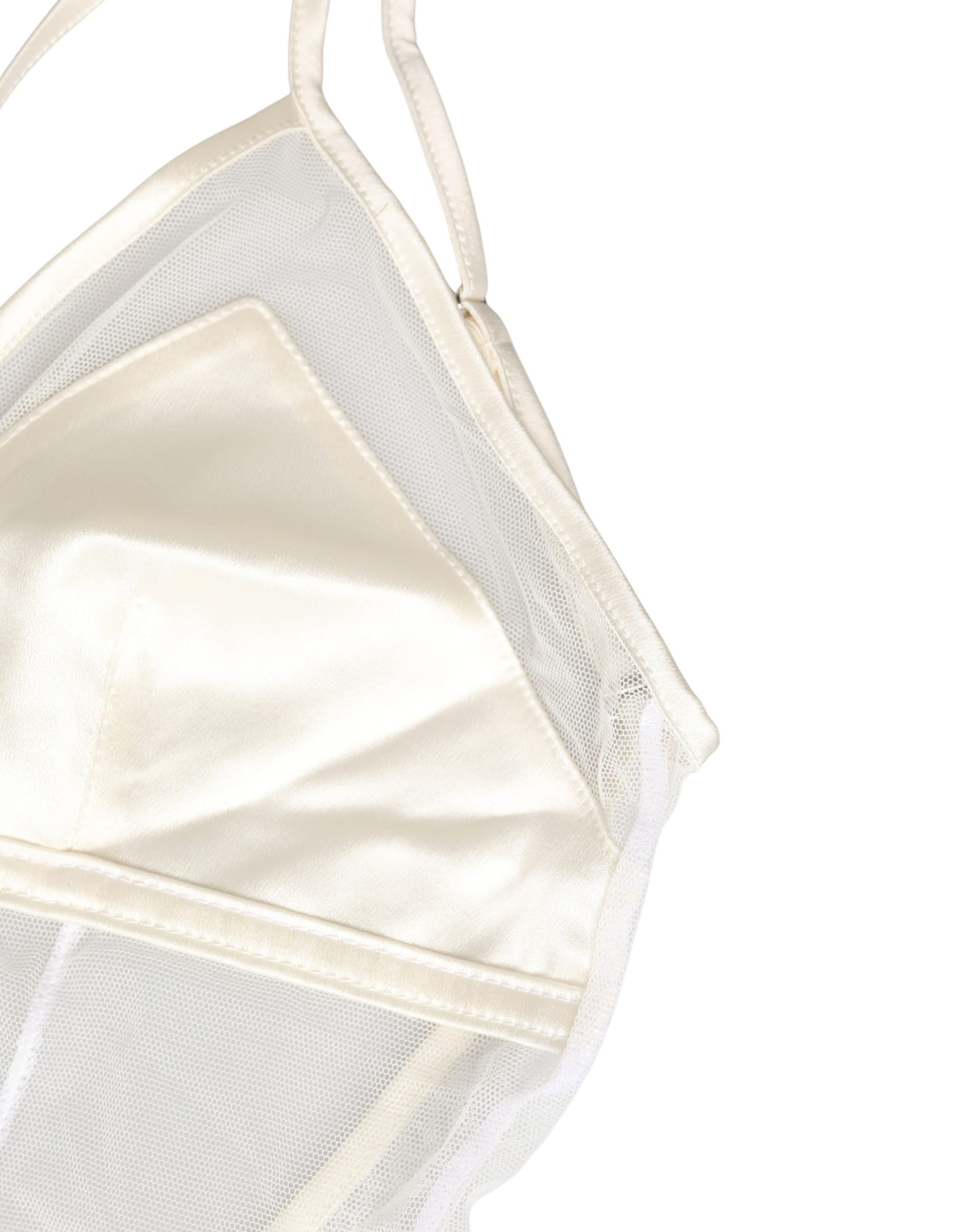 Dolce & Gabbana White Sheer Nylon Bodysuit Halterneck Underwear