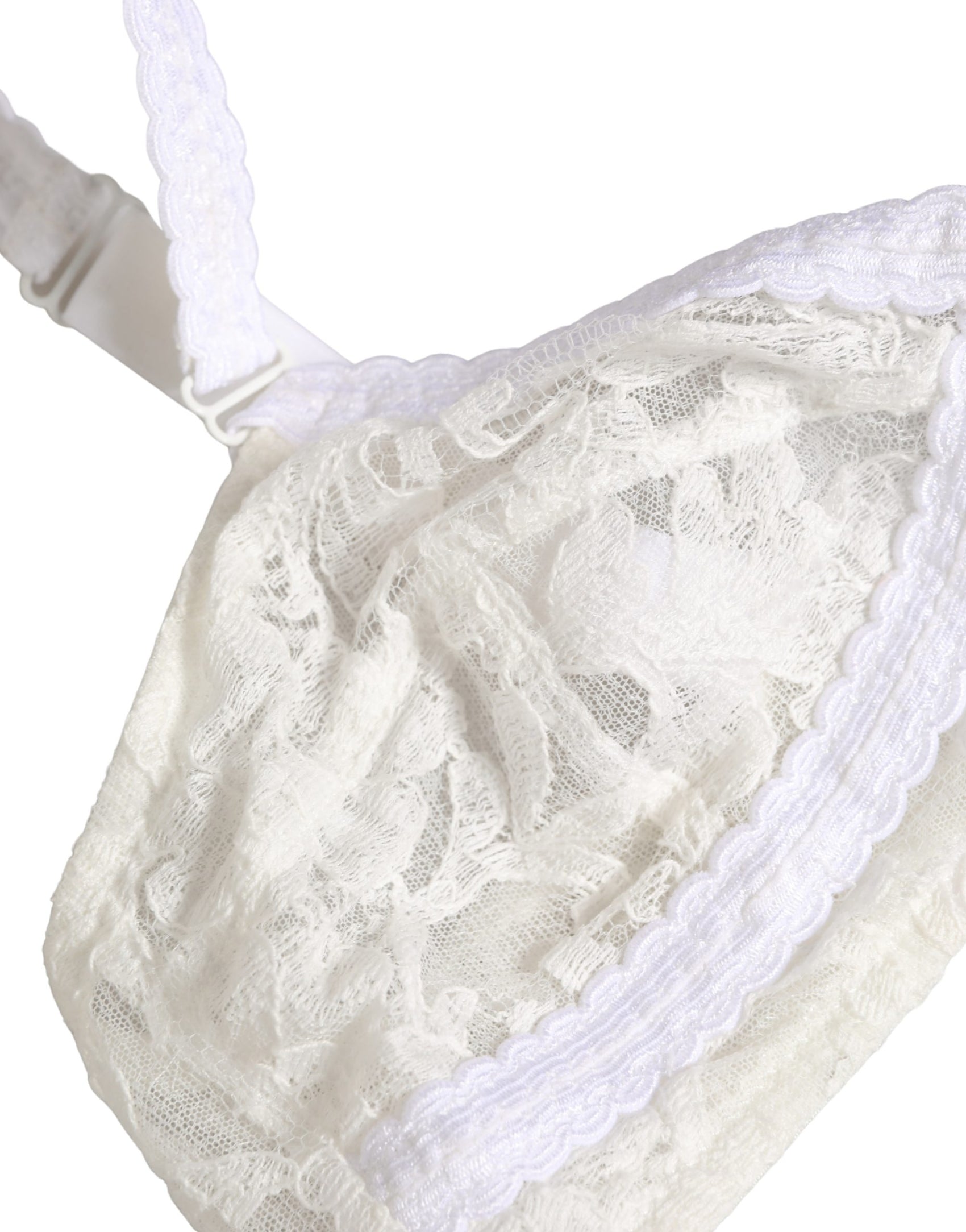 Dolce & Gabbana White Cotton Lace Wireless Soft Cup Bra Underwear