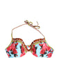 Dolce & Gabbana Multicolor Floral Print Halter Bikini Top Swimwear