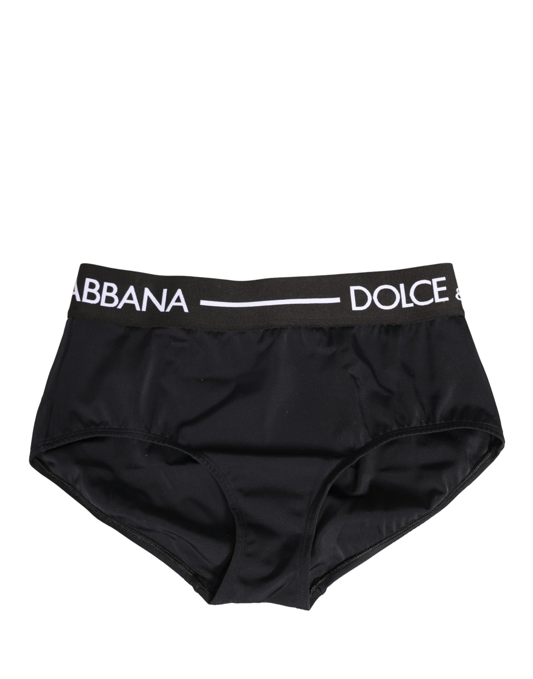 Dolce & Gabbana Black Logo Waistband Coulotte Panty Underwear