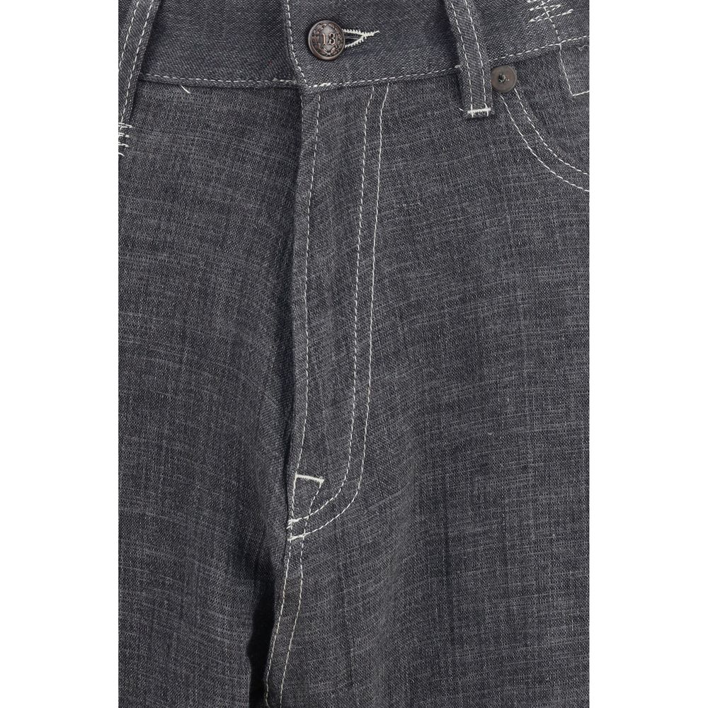 R13 Gray Linen Relaxed Fit Jeans