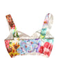 Dolce & Gabbana Multicolor Floral Print Silk Cropped Bustier Top