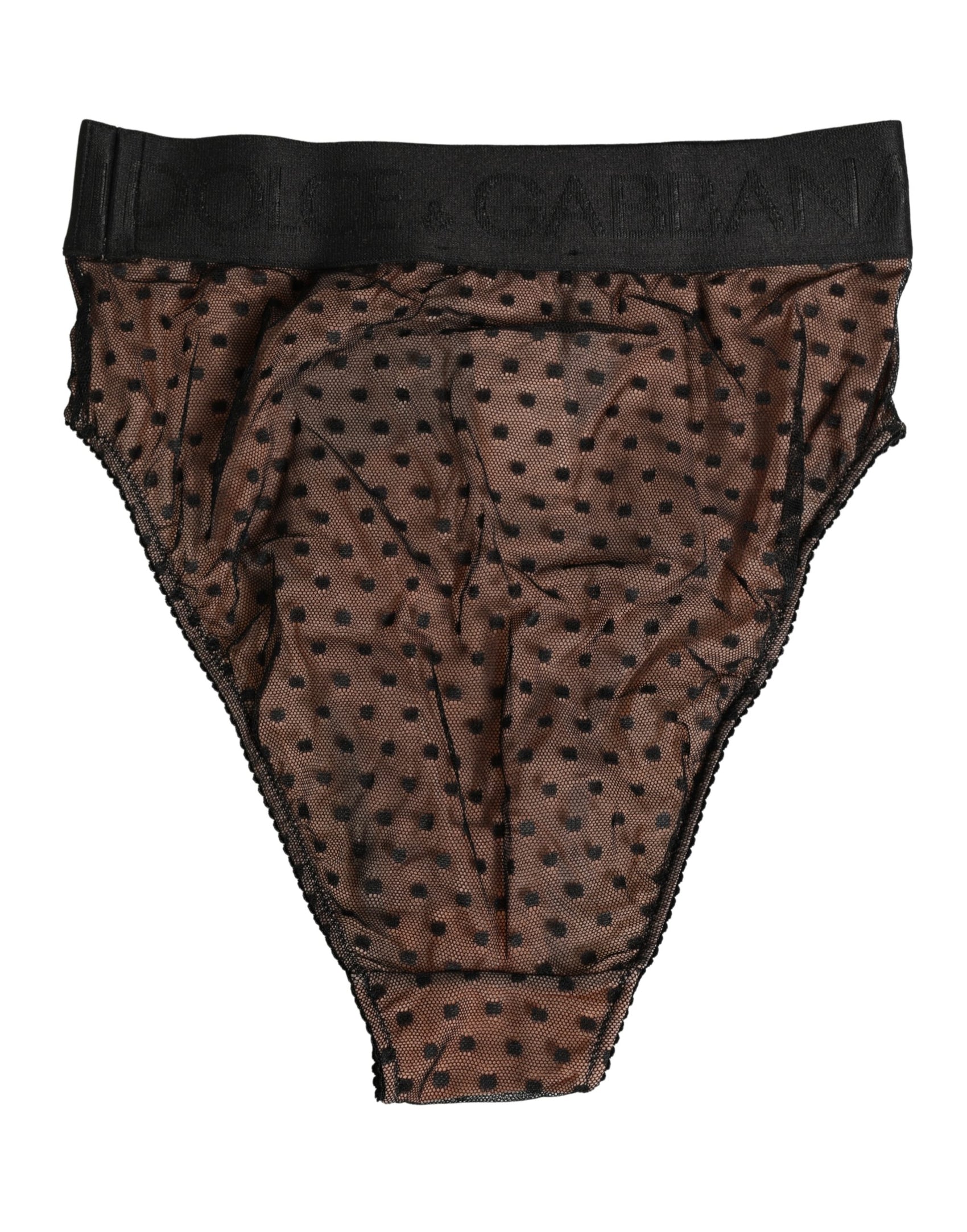 Dolce & Gabbana Black Beige Polka Dot Butterfly Brief Underwear