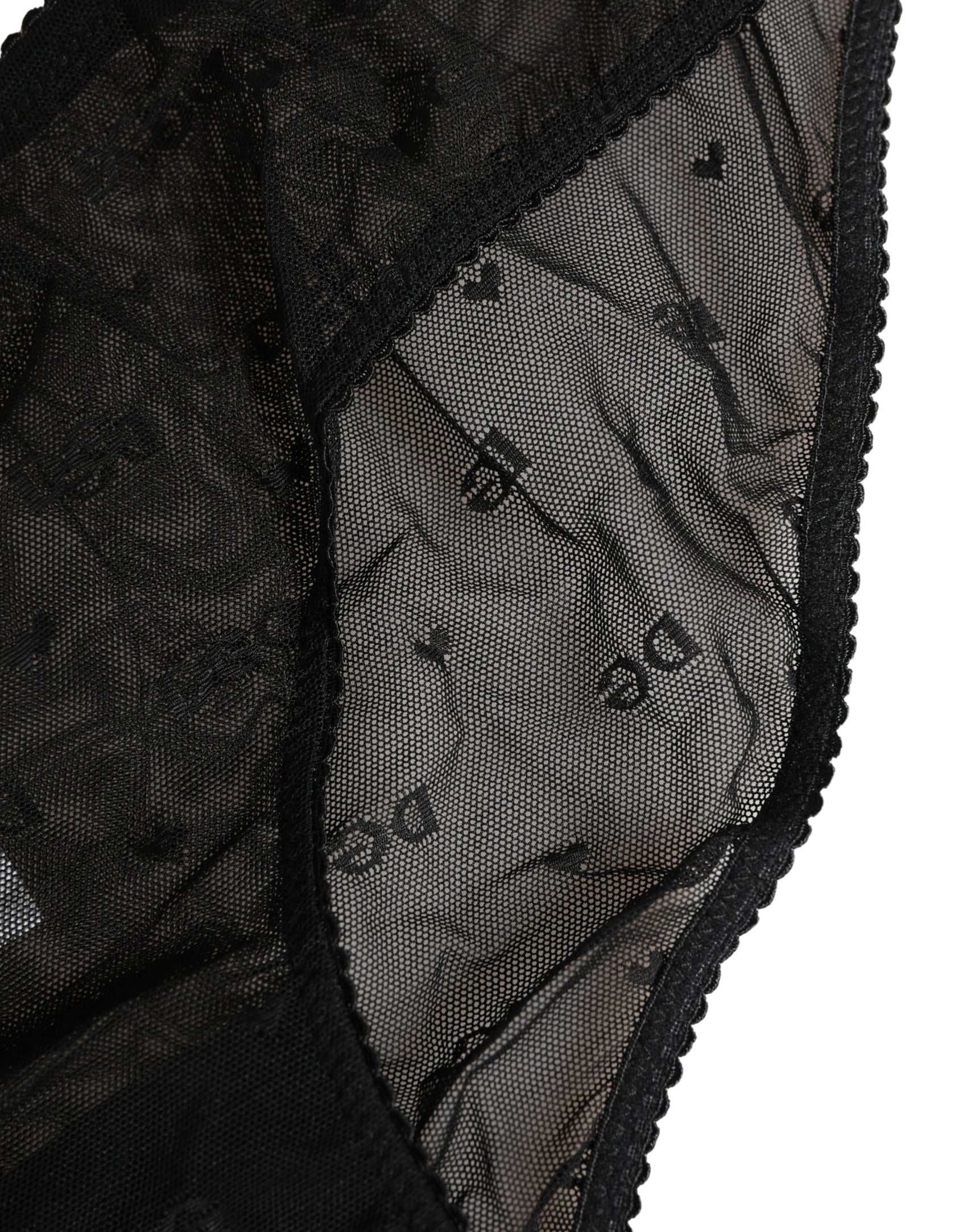 Dolce & Gabbana Black Sheer Mesh Lace Logo Brief Panty Underwear