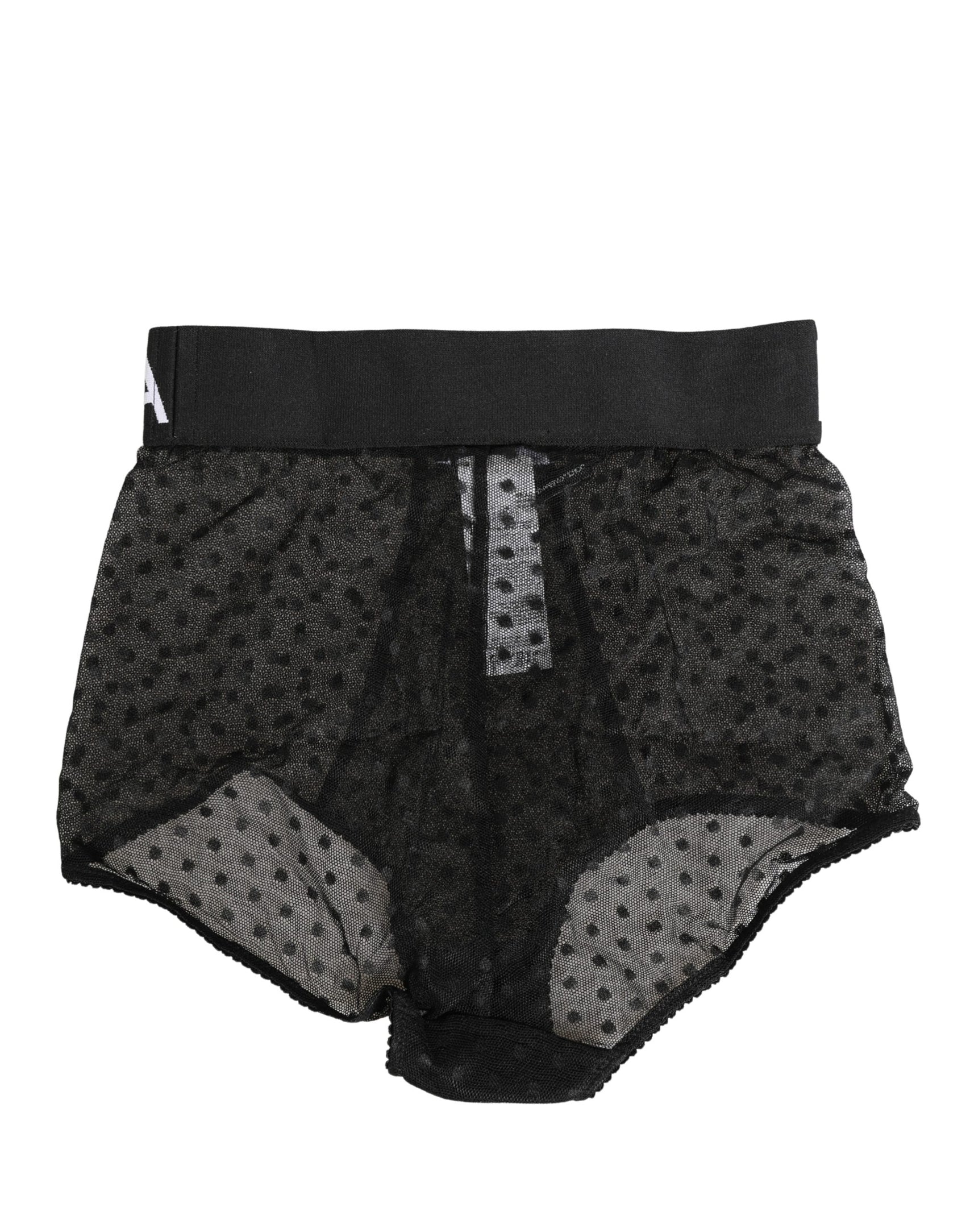 Dolce & Gabbana Black Logo Girdle High Waist Panty Underwear