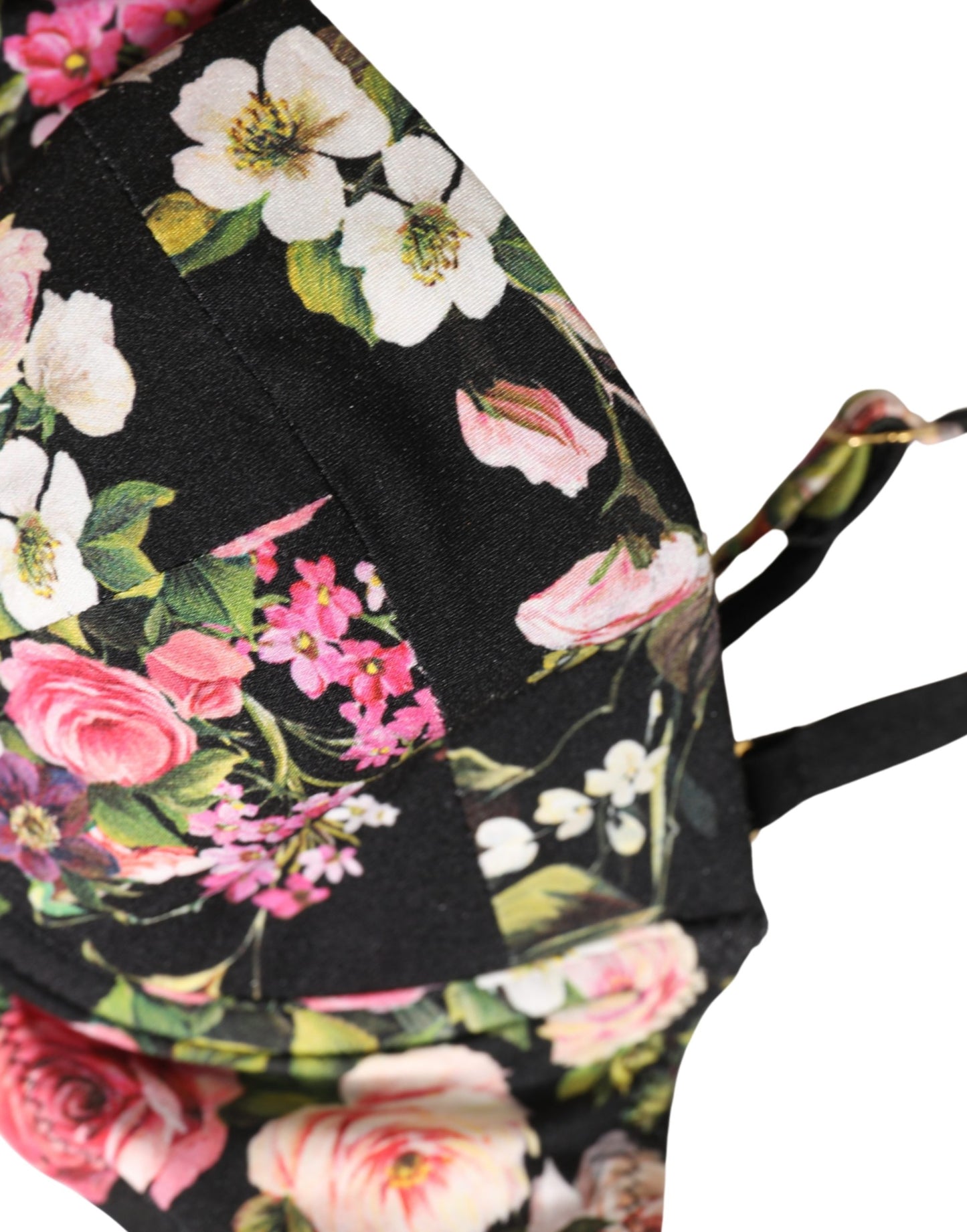 Dolce & Gabbana Black Floral Padded Balconnet Bra Underwear