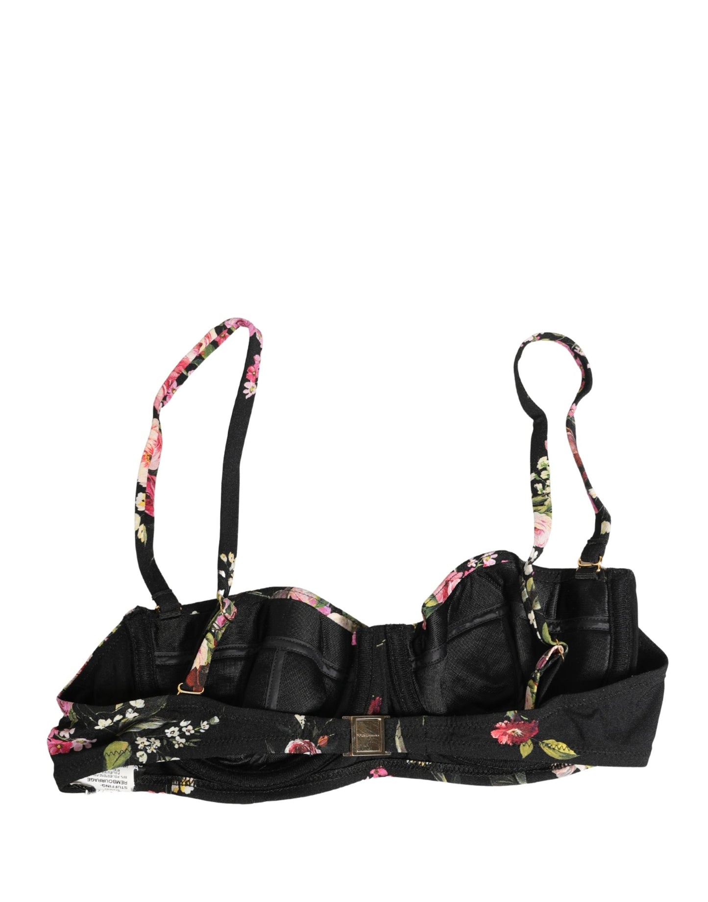 Dolce & Gabbana Black Floral Padded Balconnet Bra Underwear