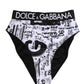 Dolce & Gabbana Black White Graphic Logo High Brief Underwear