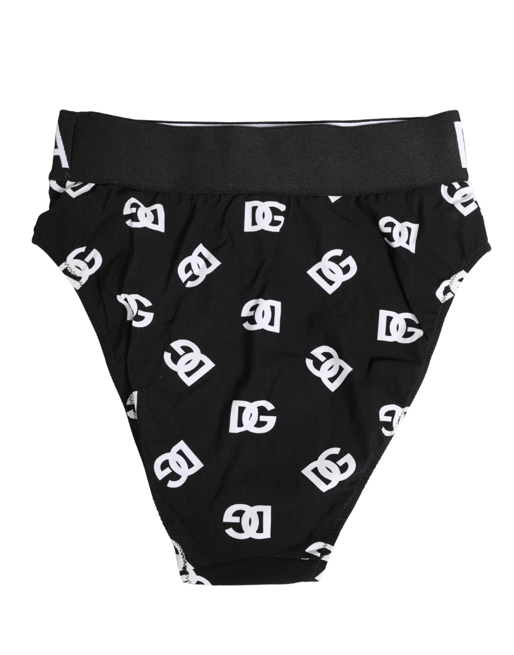 Dolce & Gabbana White Black Logo Waistband Midi Brief Underwear