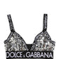 Dolce & Gabbana Silver Sequined Triangle Soft Cup Bra Underwear
