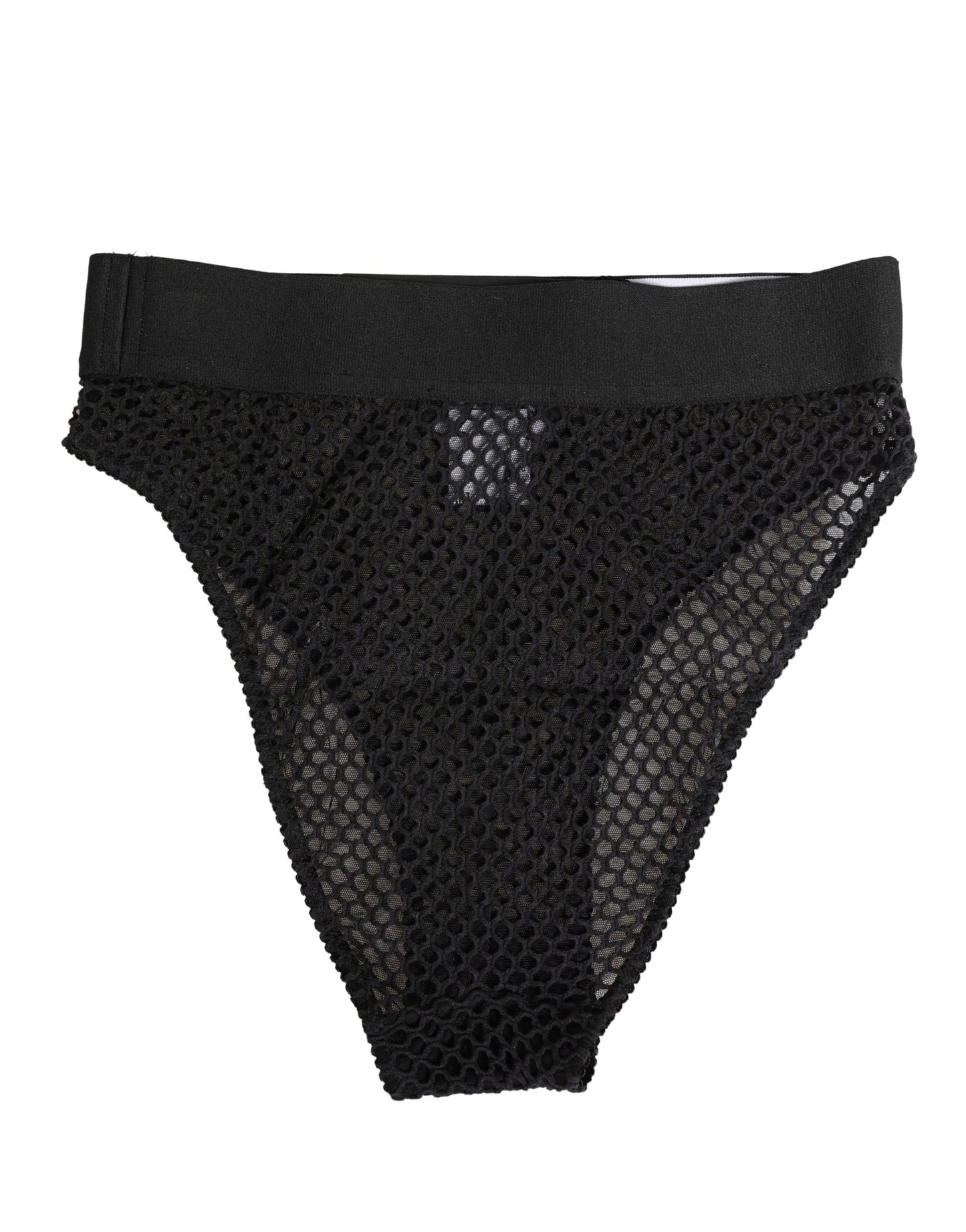 Dolce & Gabbana Black Cotton Mesh High Brief Panty Underwear